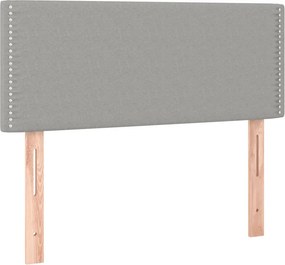 vidaXL Κρεβάτι Boxspring με Στρώμα &amp; LED Αν.Γκρι 90x190 εκ. Υφασμάτινο