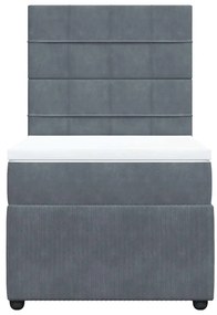 vidaXL Κρεβάτι Boxspring με Στρώμα Σκούρο Γκρι 90x190 εκ. Βελούδινο