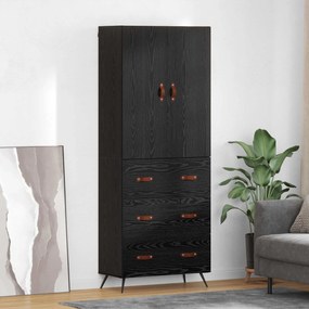 Highboard Μαύρη Οξυά 69,5 x 34 x 180 εκ. Επεξεργασμένο ξύλο