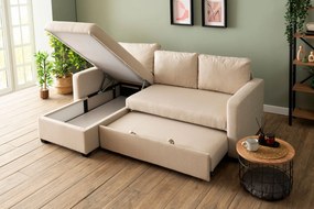Corner Sofa-Bed Kado - Cream Cream