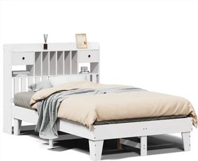 vidaXL Σκελετός Κρεβ. Χωρίς Στρώμα Λευκό 135x190 εκ Μασίφ Πεύκο