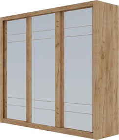Ντουλάπα Grandio Χρυσό Δρυς με καθρέφτη 250x60x215cm
