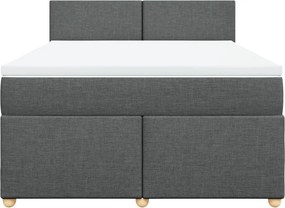 vidaXL Κρεβάτι Boxspring με Στρώμα Σκούρο Γκρι 140x200 εκ Υφασμάτινο