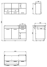 Σύνθεση Κουζίνα Dalila 120 Γκρί Δρύς - Λευκό 120x51,5x206,5 εκ. 120x51.5x206.5 εκ.