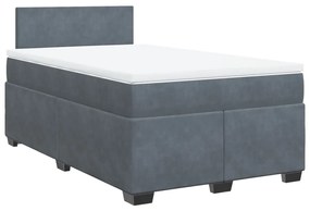 vidaXL Κρεβάτι Boxspring με Στρώμα Σκούρο Γκρι 120x200 εκ. Βελούδινο