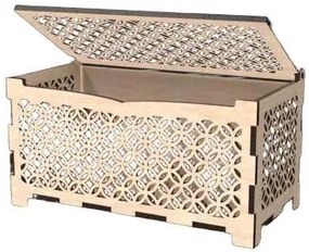 Intra Plywood Elegance – Ξύλινο Διακοσμητικό Κουτί Αποθήκευσης με Διάτρητο Σχέδιο (4mm) 12x48x38 cm Box21-00706