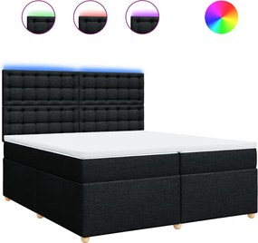 vidaXL Κρεβάτι Boxspring με Στρώμα Μαύρο 200x200 εκ. Υφασμάτινο