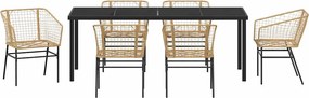 vidaXL Σέτ φαγητού για κήπο 7 pcs Καφέ συνθετικό ρατάν