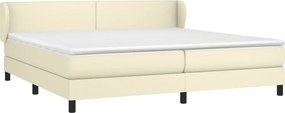 vidaXL Κρεβάτι Boxspring με Στρώμα Κρεμ 200x200 εκ. Συνθετικό Δέρμα