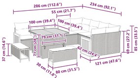vidaXL Σετ Καναπέ Κήπου 12 pcs μπεζ και κρεμ 100 x 100 x 71 cm