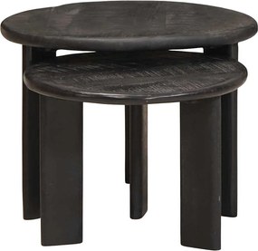 vidaXL Τραπεζάκια Καφέ Στερεών 2 pcs Λευκό Στερεό ξύλο μάνγκο