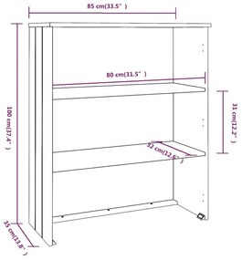 Πάνω Μέρος Ντουλαπιού HAMAR Αν. Γκρι 85x35x100 εκ. Μασίφ Πεύκο - Γκρι