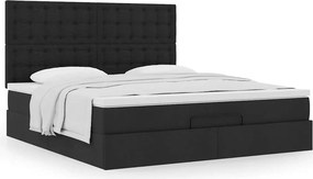 vidaXL Οθωμανικό κρεβάτι με στρώμα Μαύρο 160x200cm Ύφασμα