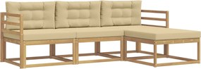 vidaXL Σειρά Καναπέ Εξωτερικού 4 pcs Λευκό και Μπεζ Πολυεστέρας