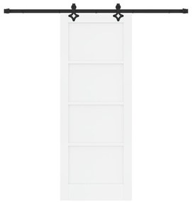 vidaXL Συρόμενη Πόρτα  με Σετ Υλικών Λευκή 78x202 εκ. Μασίφ Ξύλο Πεύκο