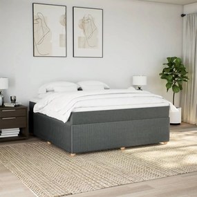 Κρεβάτι Boxspring με Στρώμα Σκούρο Γκρι 180x200 εκ Υφασμάτιν - Γκρι