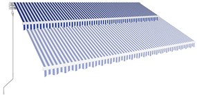 vidaXL Τέντα Συρόμενη Αυτόματη Μπλε / Λευκό 500 x 300 εκ.