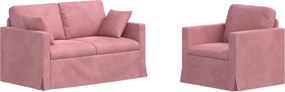 vidaXL Καναπές 2 pcs Ροζ