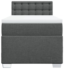 vidaXL Κρεβάτι Boxspring με Στρώμα Σκούρο Γκρι 90x190 εκ. Υφασμάτινο