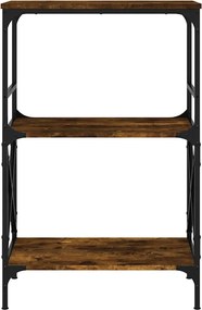 vidaXL Βιβλιοθήκη 3 Επιπέδων Καπνιστή Δρυς 59x35x90,5 εκ Επεξεργ. Ξύλο