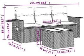 vidaXL Σετ Καναπέ Κήπου 4 τεμ. Μπεζ Συνθετικό Ρατάν με Μαξιλάρια