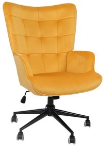 Καρέκλα γραφείου διευθυντή Lobima pakoworld περιστρεφόμενη κίτρινο βελούδο 68x71x105-112εκ