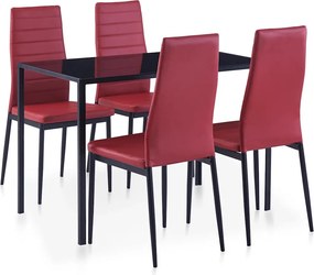 vidaXL Σετ Τραπεζαρίας Πέντε Τεμαχίων Μπορντό