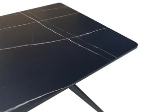 Τραπέζι Ezali mdf μαύρη όψη μαρμάρου με μαύρα μεταλλικά πόδια 140x80x75εκ 140x80x75 εκ.