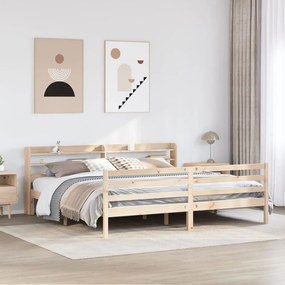 vidaXL Πλαίσιο Κρεβατιού με Κεφαλάρι 200x200 εκ. από Μασίφ Ξύλο Πεύκου