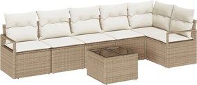 vidaXL Σετ Καναπέ με μαξιλάρι 7 pcs Μπεζ συνθετικό ρατάν