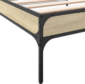 vidaXL Πλαίσιο Κρεβατιού Sonoma Δρυς 100x200 εκ. Επεξ. Ξύλο &amp; Μέταλλο
