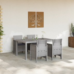 vidaXL Σετ Τραπεζαρίας 5 Τεμαχίων Κήπου με Μαξιλάρια Ανοιχτό Γκρίζο Πολυ-Ράταν
