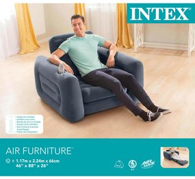 INTEX Πολυθρόνα Κρεβάτι Φουσκωτή Σκούρο Γκρι 117 x 224 x 66 εκ.