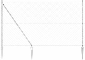 vidaXL Σετ Στύλων Φράχτη Ασημί Μαύρο 10x1.5μ