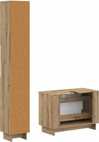 vidaXL Σετ Ντουλαπιών Μπάνιου 2 Τεμαχίων EDE Artisan Δρυς