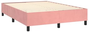 vidaXL Κρεβάτι Boxspring με Στρώμα Ροζ 140x190 εκ. Βελούδινο