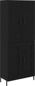 vidaXL Highboard Μαύρη Οξυά 69,5 x 34 x 180 εκ. Επεξεργασμένο ξύλο