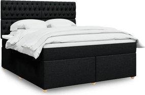 vidaXL Κρεβάτι Boxspring με Στρώμα Μαύρο 180x200 εκ. Υφασμάτινο