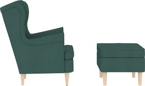 vidaXL Μπερζέρα Σκούρο Πράσινο Υφασμάτινη με Υποπόδιο