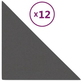 Πάνελ Τοίχου 12 τεμ. Σκούρο Γκρι 30 x 30 εκ. 0,54 μ² Υφασμάτινα - Γκρι
