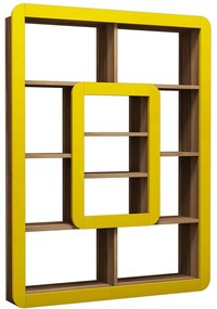 Βιβλιοθήκη Orkide 845HCT3626 108,4x21,8x140cm Walnut-Yellow