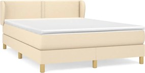 vidaXL Κρεβάτι Boxspring με Στρώμα Κρεμ 140x200 εκ. Υφασμάτινο