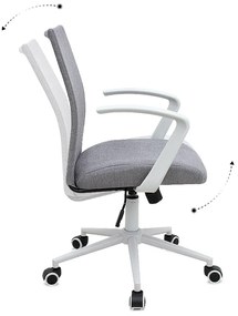 Καρέκλα γραφείου Berlin Megapap υφασμάτινη χρώμα γκρι - λευκό 64x63x89/96εκ.