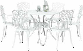 vidaXL Σέτ φαγητού για κήπο 7 pcs Λευκό Αλουμίνιο