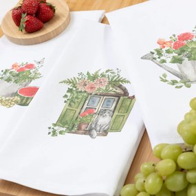 Ποτηρόπανα Κουζίνας Grape  Σετ 3ΤΜΧ - (3) 50 x 70 cm - Λευκό - Borea