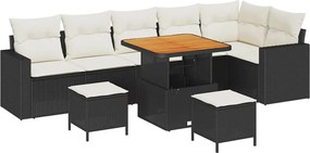 vidaXL Σετ Καναπέ Κήπου 9 pcs Μαύρο συνθετικό ρατάν