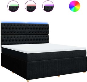 vidaXL Κρεβάτι Boxspring με Στρώμα Μαύρο 180x200 εκ. Υφασμάτινο