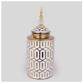 Βάζο Κεραμικό Λευκό & Χρυσό 16.9x16.9x40.2cm 752-20359 Estheti-752-20359-Λευκό-Χρυσό 752-20359