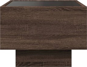 vidaXL Κομοδίνο Άπειρο Φως LED Καφέ Δρυς 40x40x30 εκ.