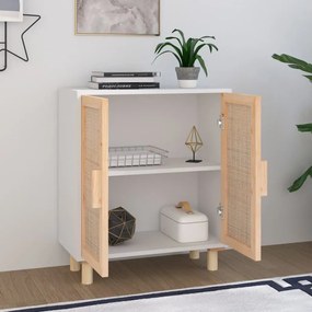 vidaXL Ντουλάπι Λευκό 60 x 30 x 70 εκ. από Μασίφ Πεύκο &amp; Φυσικό Ρατάν